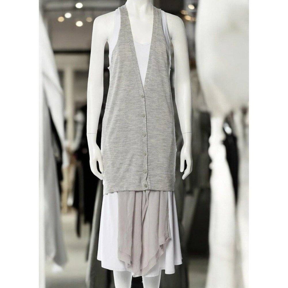 Kaufmanfranco Merino Wool Tunic‎ | Plunging Neckline | Gray | Medium | Designer